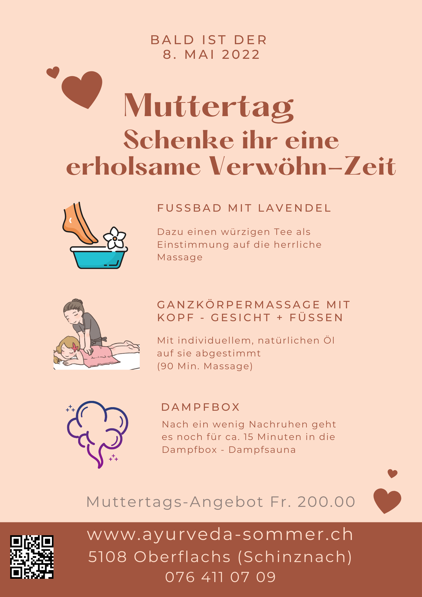 Pfirsichfarben Braun Modern Feminin Unternehmen Muttertag Flyer