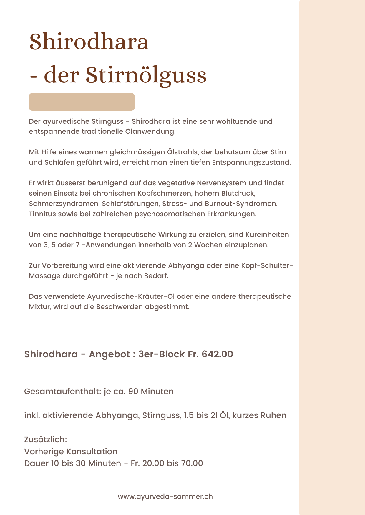 Shirodhara-Angebot